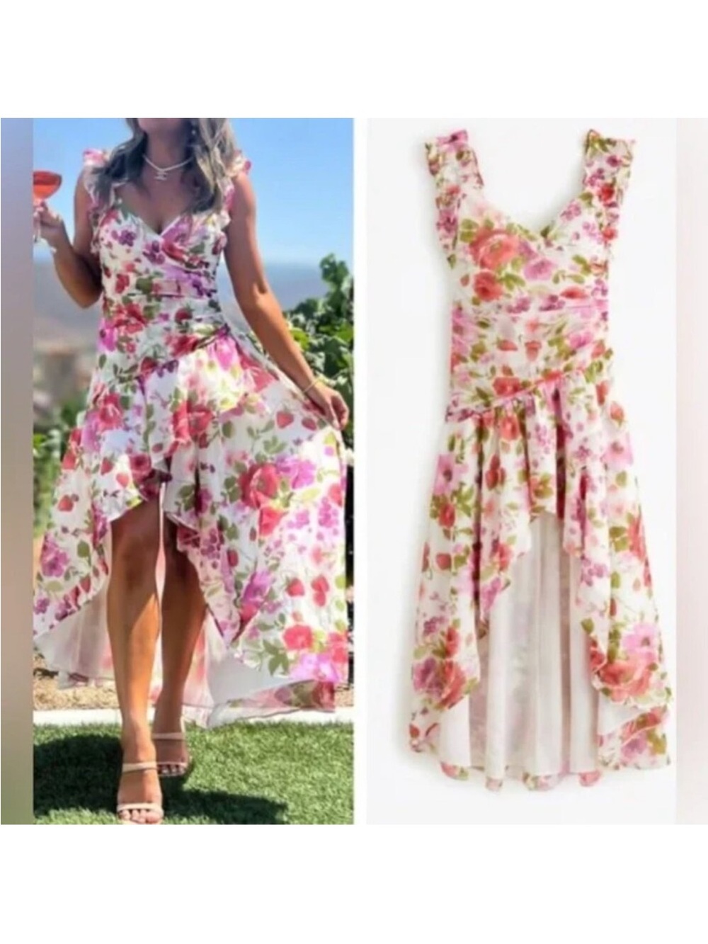 Abercrombie & Fitch Floral Ruffle High-Low Maxi Dress Size Medium NWT